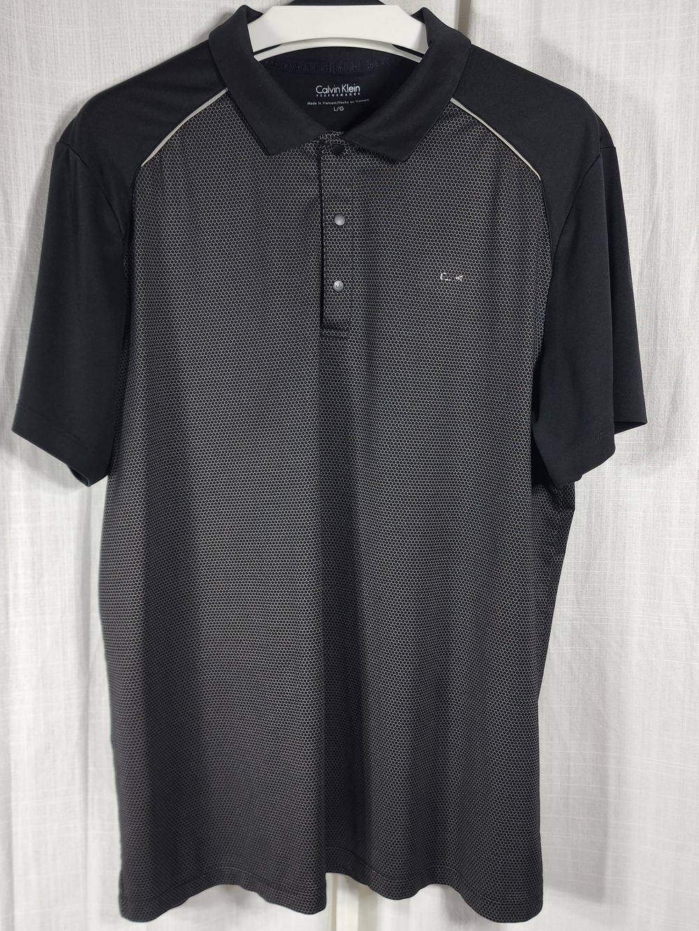 Calvin Klein Men's Black Micro-Pattern Polo